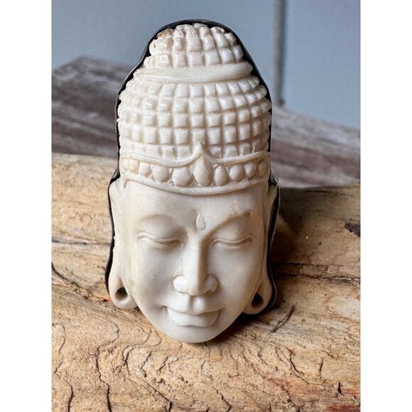Handcrafted Buddha Head Ring With Sterling Silver Band Size 8 - Picture 2 of 8
